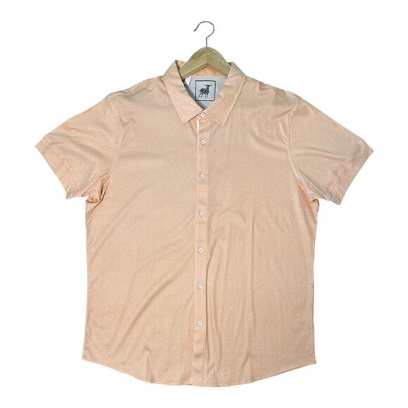 Raffi Casual Button Short Sleeve Down Shirt‎ 100% Cotton Light Orange NWOT - Picture 1 of 14